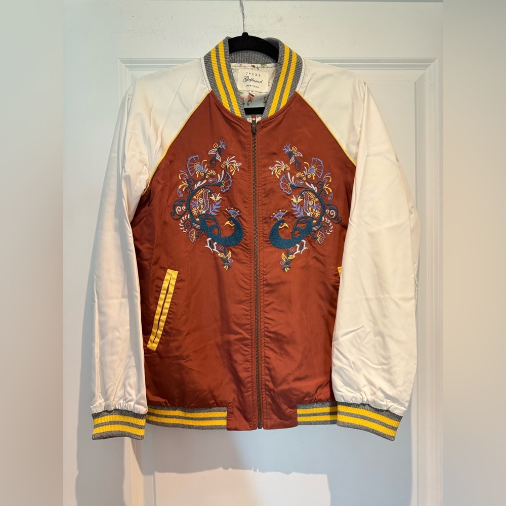 Jachs Girlfriend Marigold Desert bomber jacket raglan sleeve embroidered Sukajan
